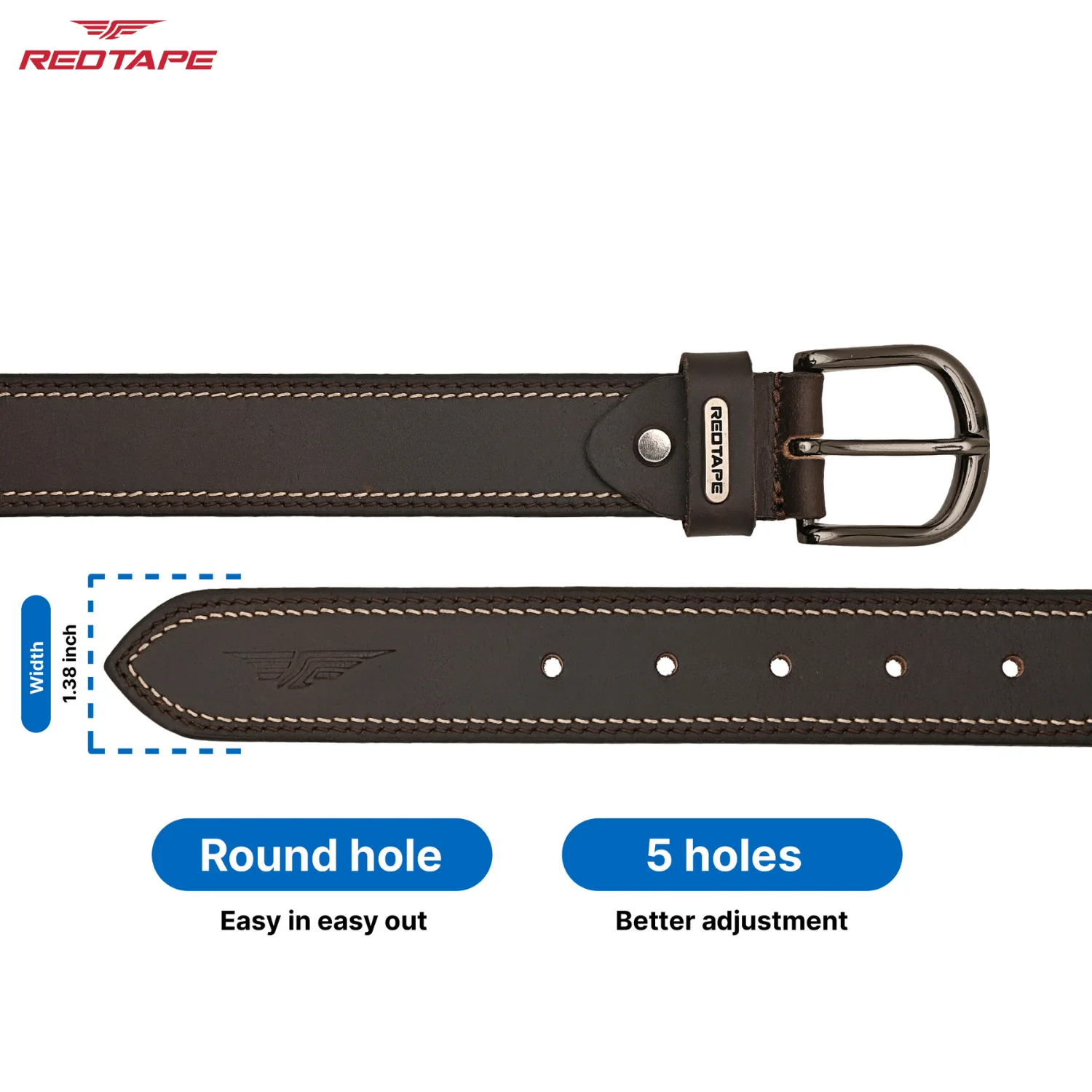 Men's Brown Leather Belt - Image 5