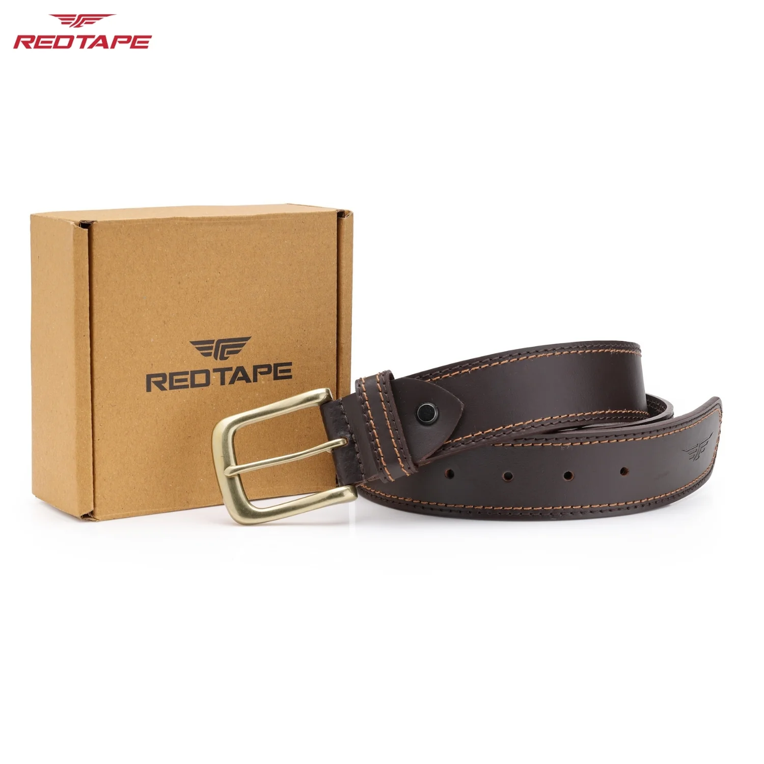 Men's Brown Leather Belt - Image 2
