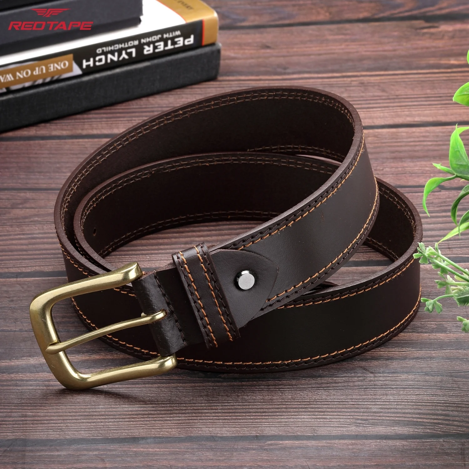Men's Brown Leather Belt - Image 3