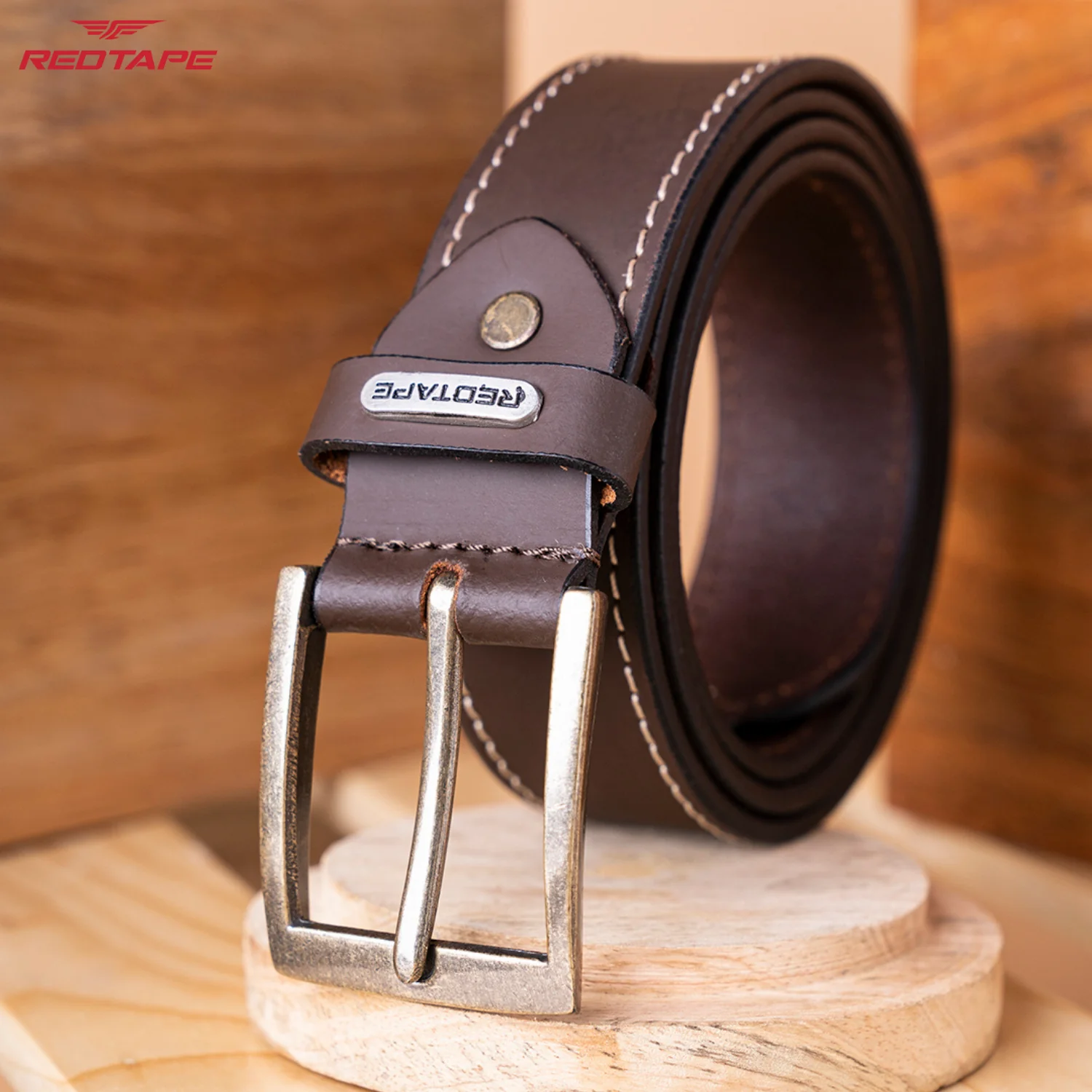 Men's Brown Leather Belt - Image 3