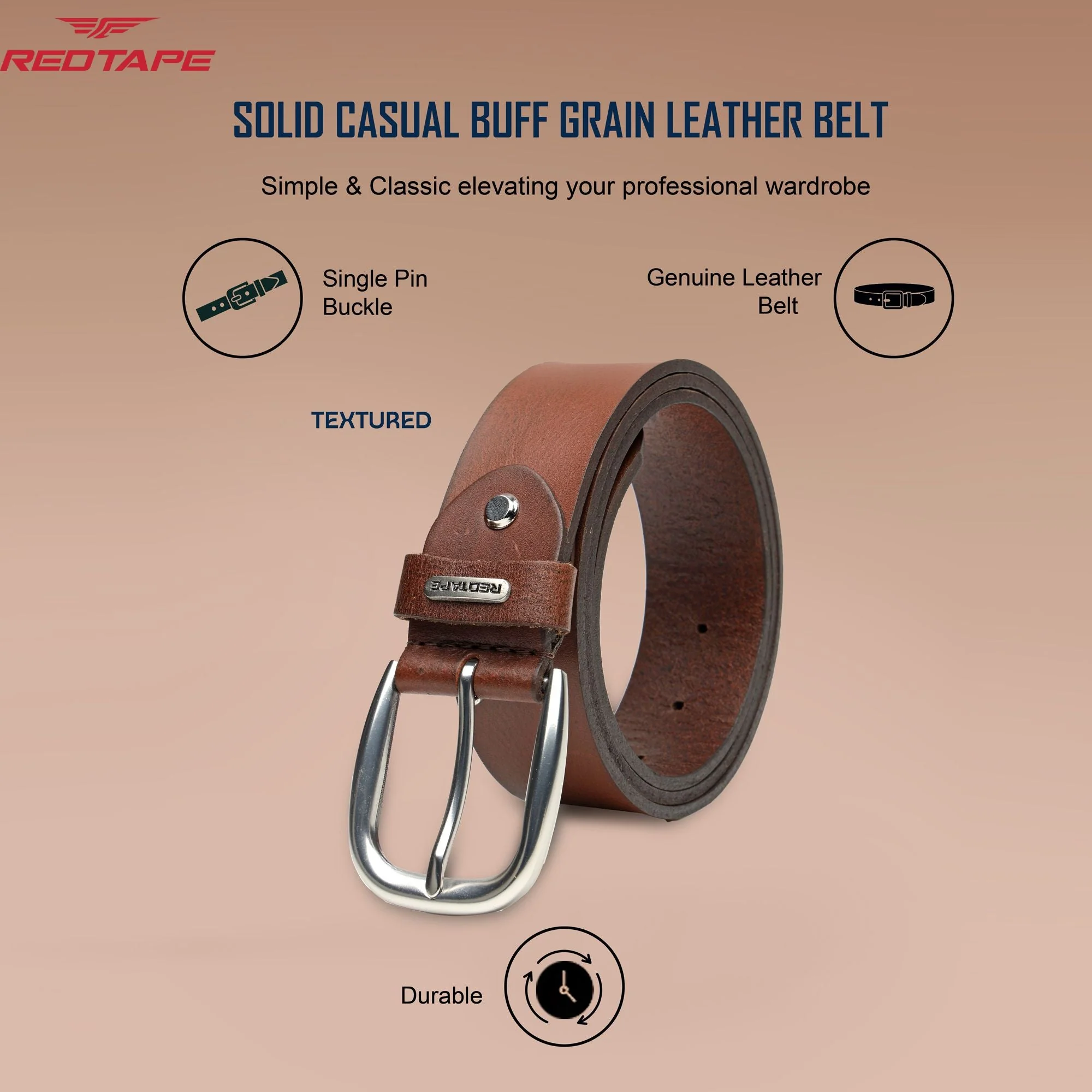Men's Brown Leather Belt - Image 3