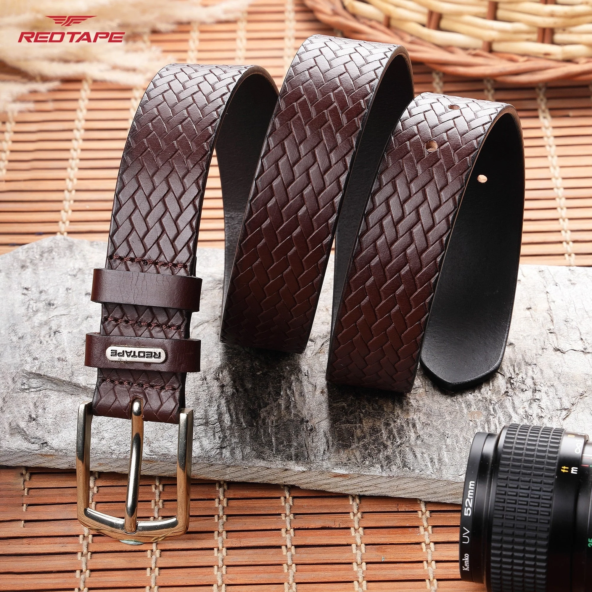 Men's Brown Casual Leather Belt - Image 2