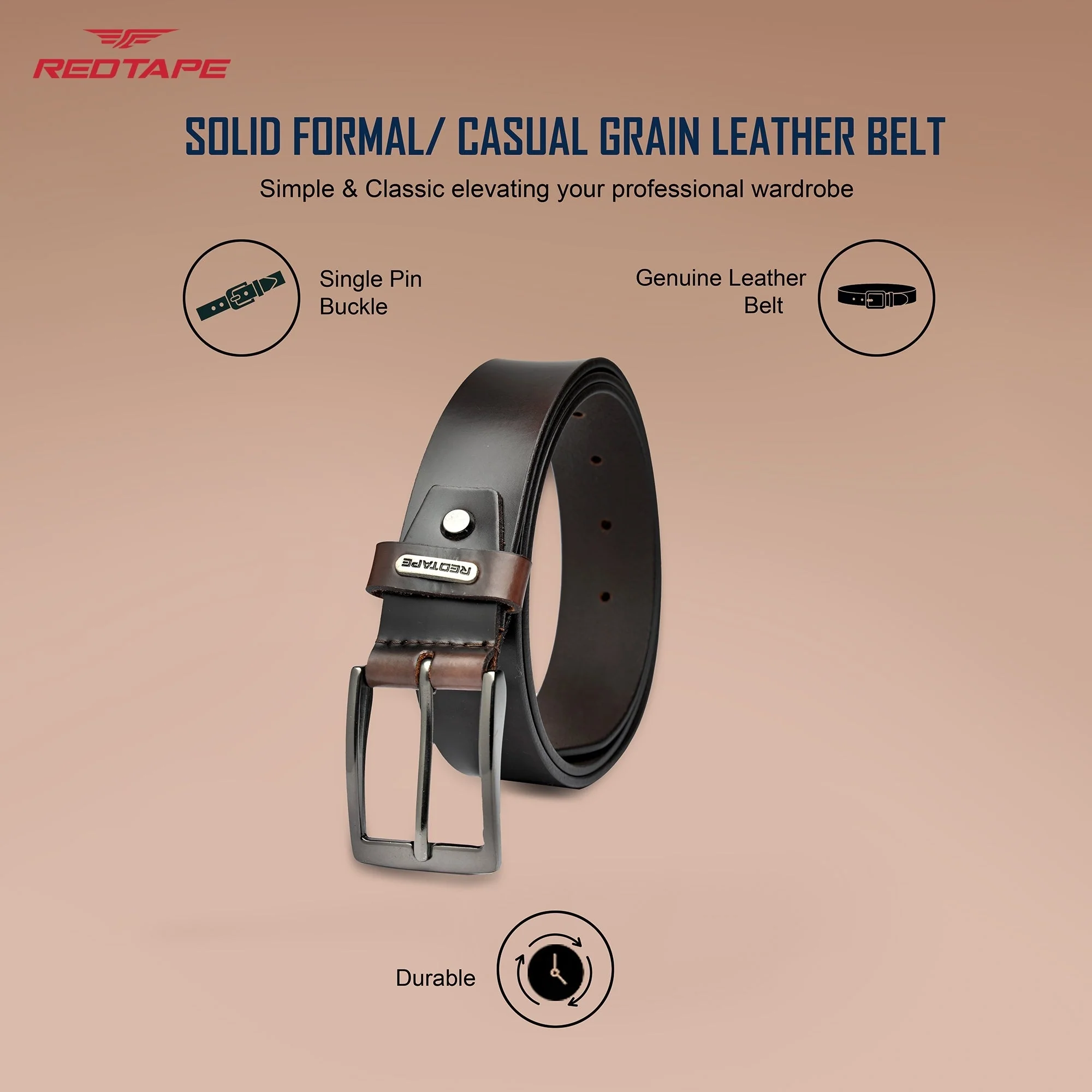 Men's Brown Leather Belt - Image 3