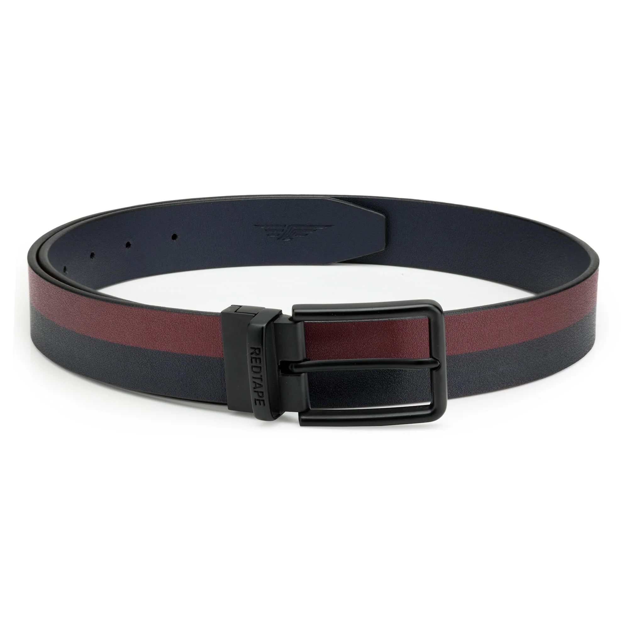 Men's Burgundy Navy Genuine Leather Wallet and Belt Combo Gift Set - Image 4