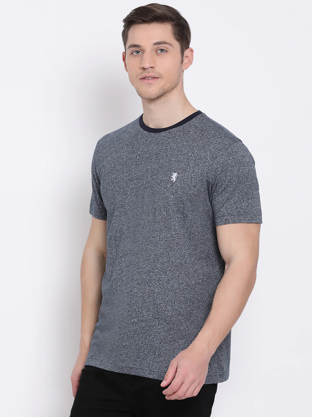 Men's Charcoal Grey Melange T-Shirt - Image 2