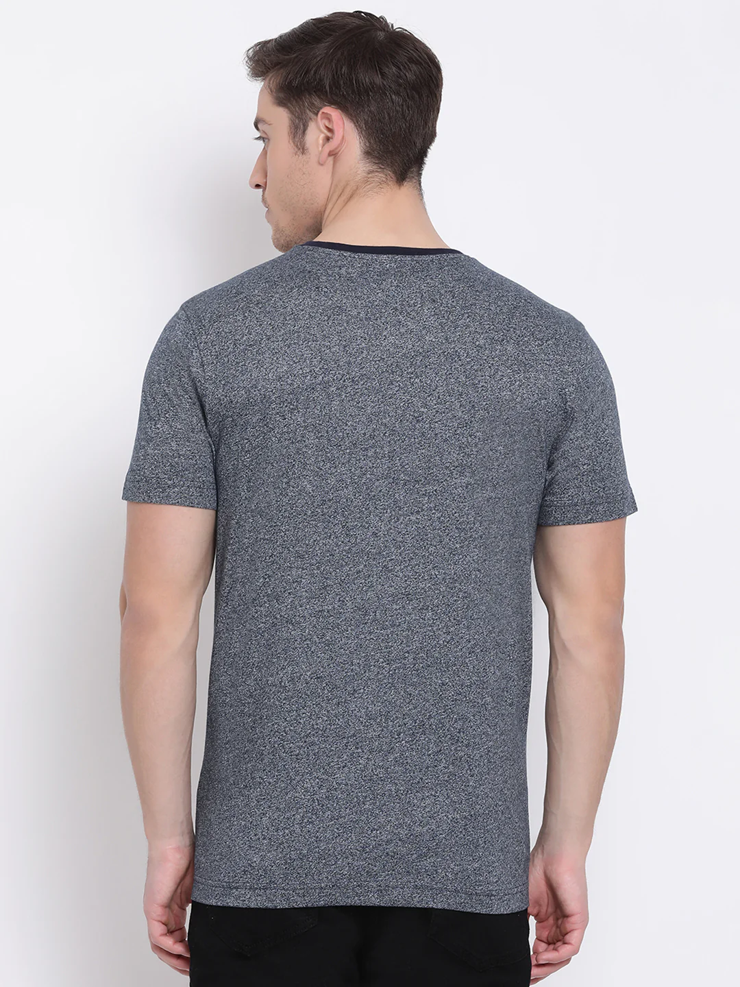 Men's Charcoal Grey Melange T-Shirt - Image 4