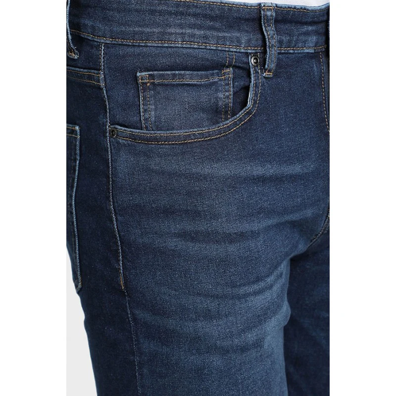 Men's Dark Blue Cotton Elastane Skinny Fit Jeans - Image 4