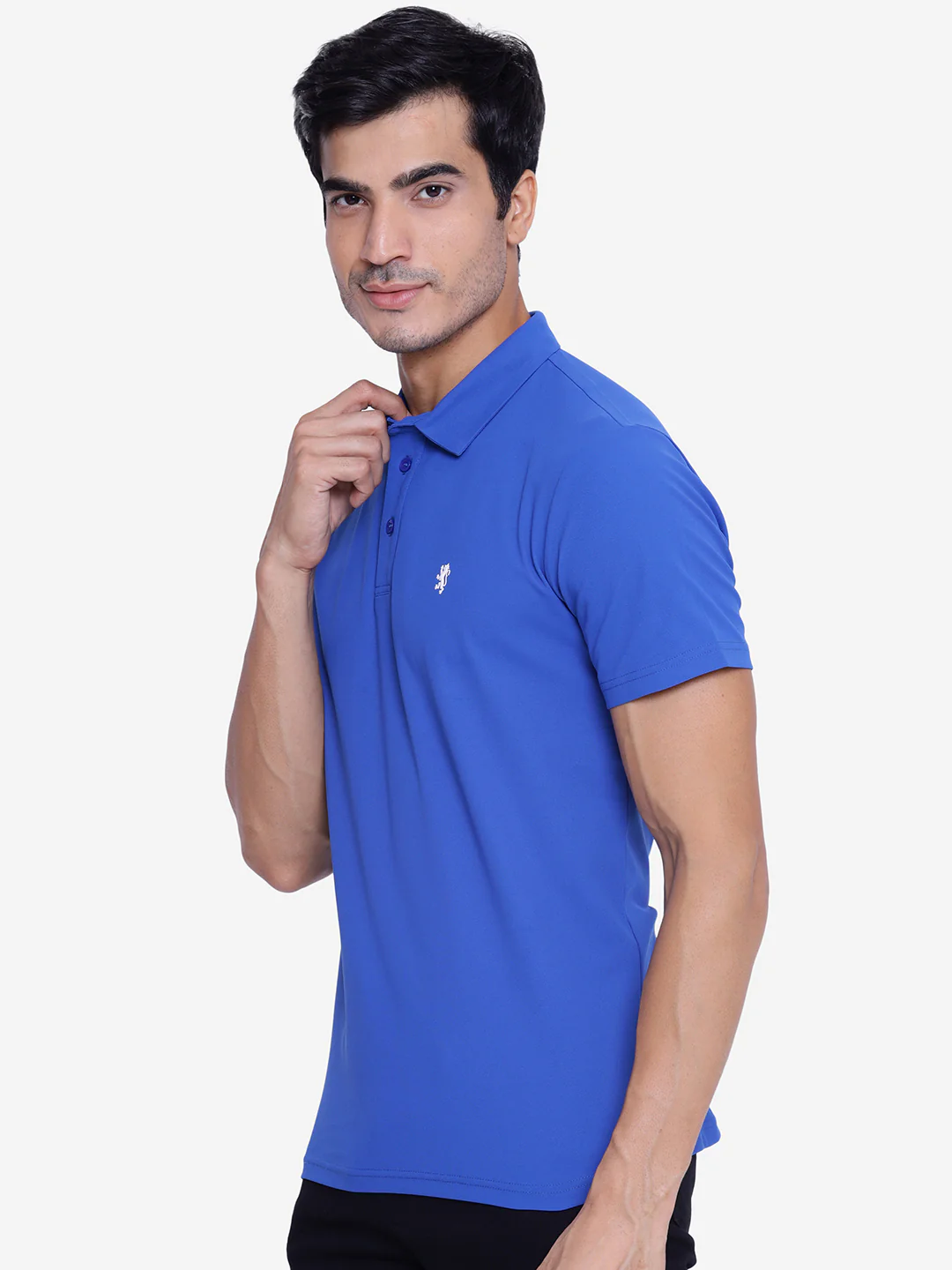 Men's Dark Blue Collared T-Shirt - Image 3