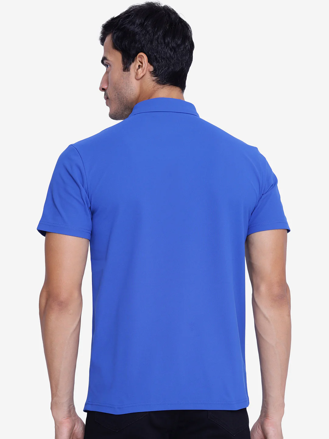 Men's Dark Blue Collared T-Shirt - Image 4