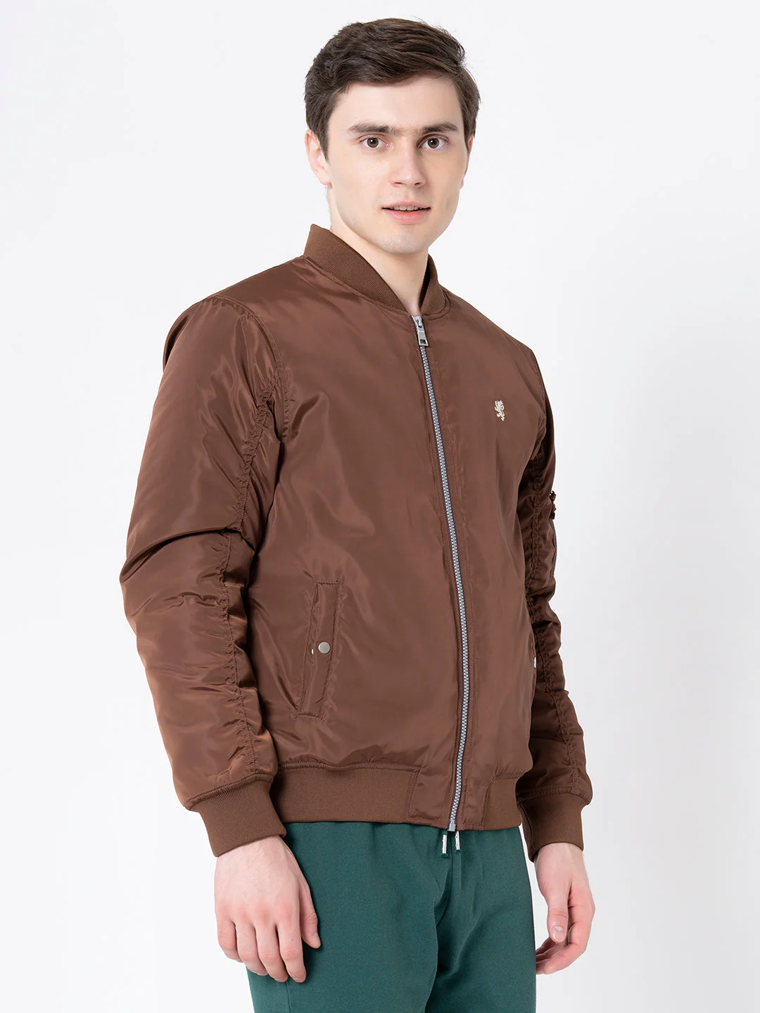 Men's Dark Brown Solid Jacket - Image 2