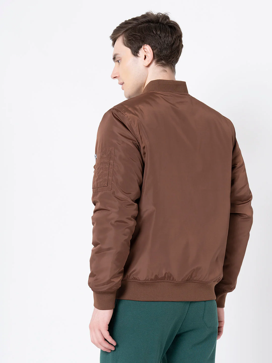 Men's Dark Brown Solid Jacket - Image 3