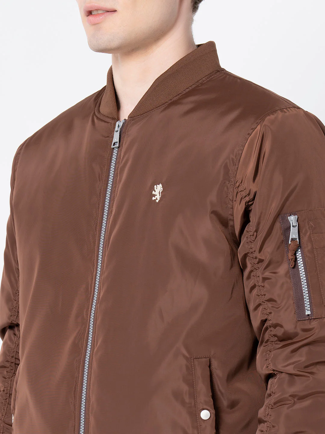 Men's Dark Brown Solid Jacket - Image 4