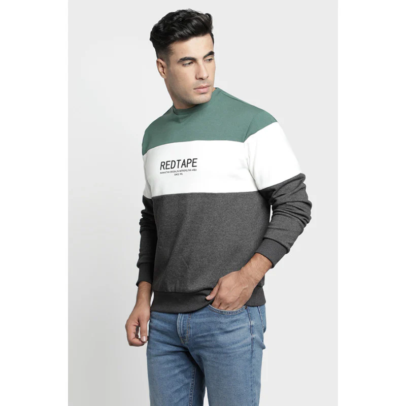 Mens Dark Grey Melange Sweatshirt - Image 3