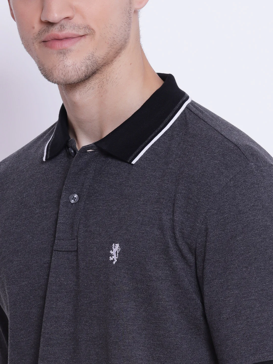 Men's Grey Collared T-Shirt - Image 5