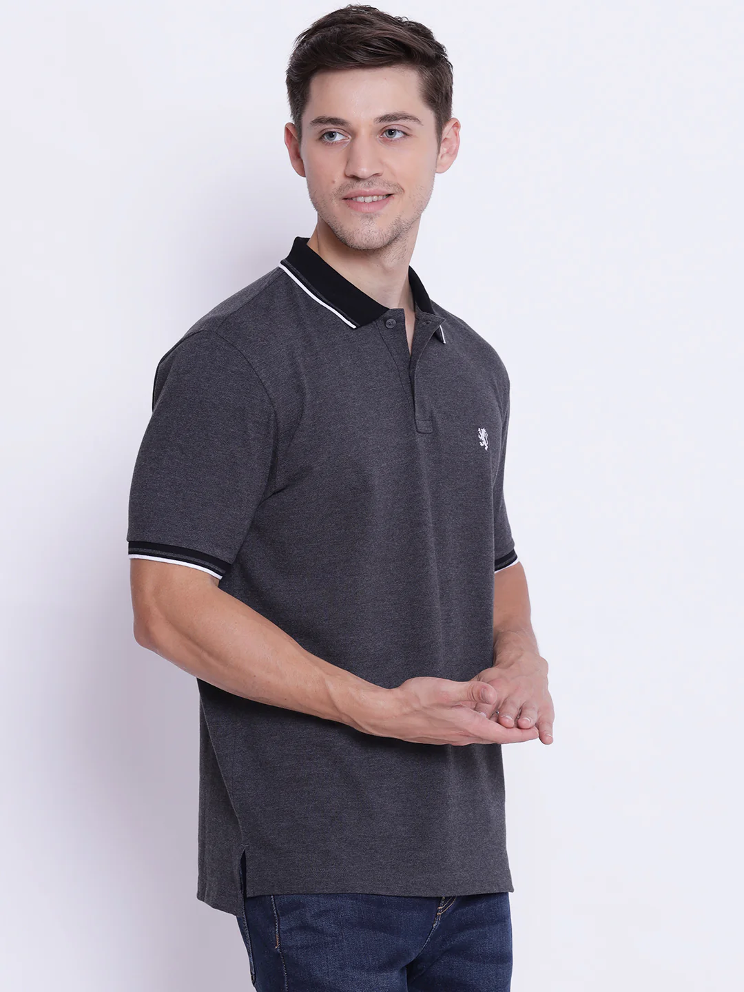 Men's Grey Collared T-Shirt - Image 7