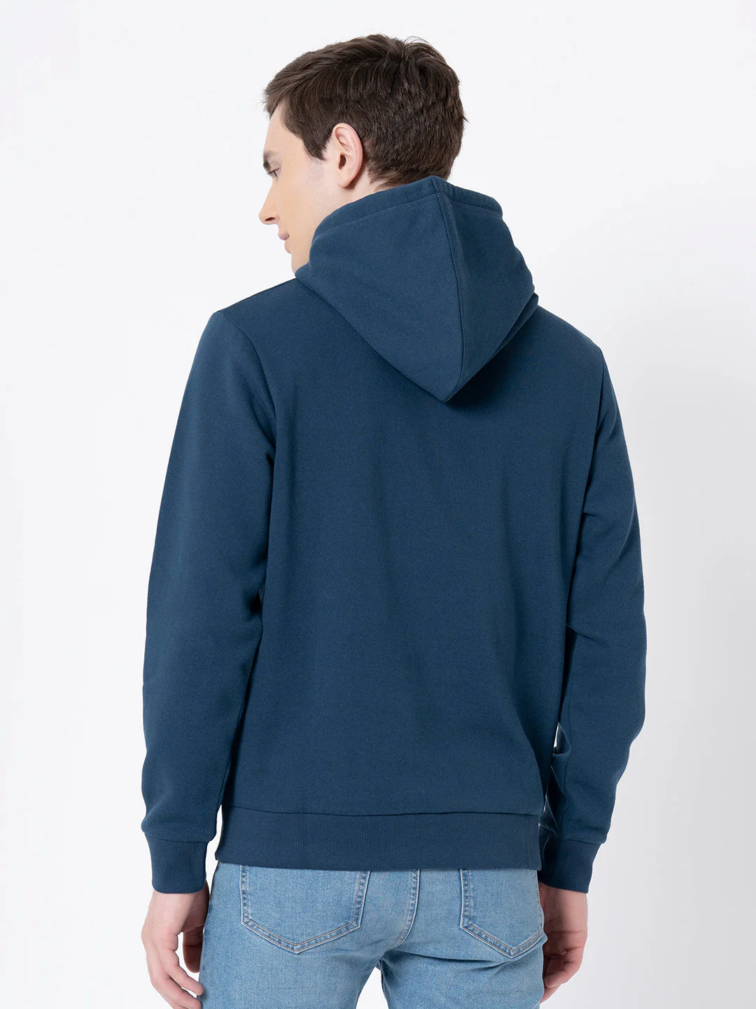 Men's Deep Blue Graphic Print Hoodie - Image 3