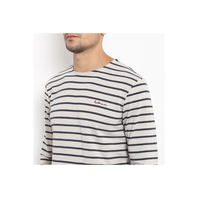 Mens Ecru Melange T Shirt - Image 2