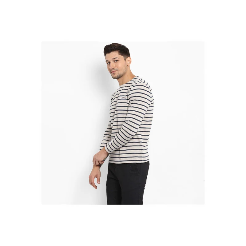 Mens Ecru Melange T Shirt - Image 3