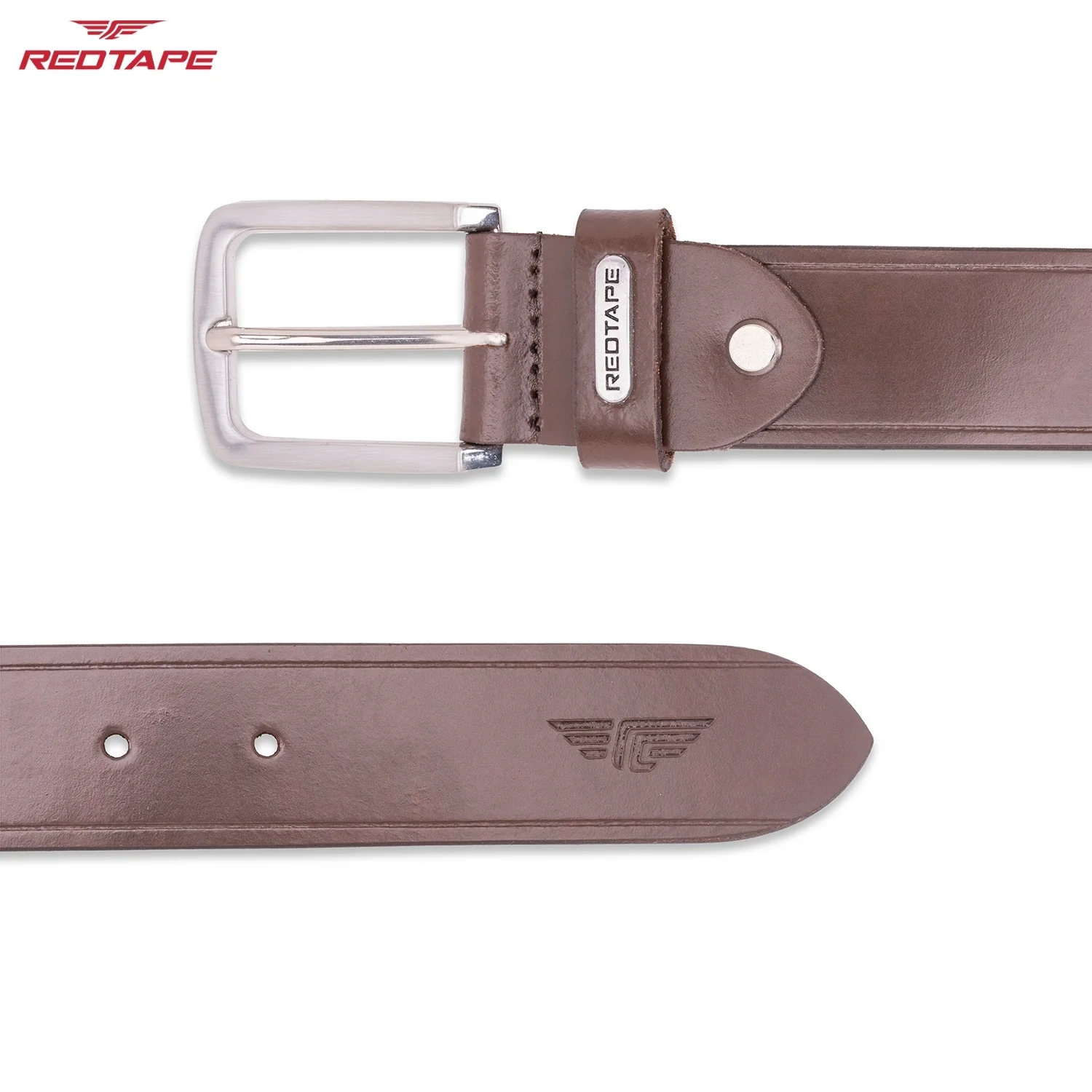 Men's Genuine Brown Leather Belt - Image 5