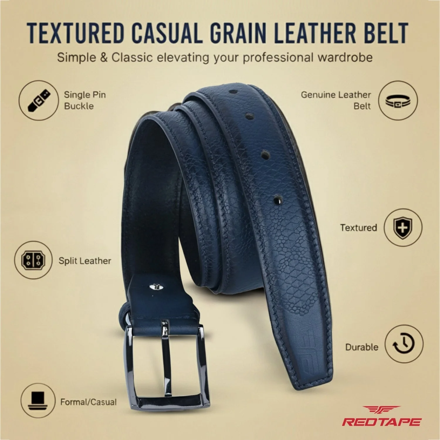 Men's Genuine Split Leather Belt - Image 3