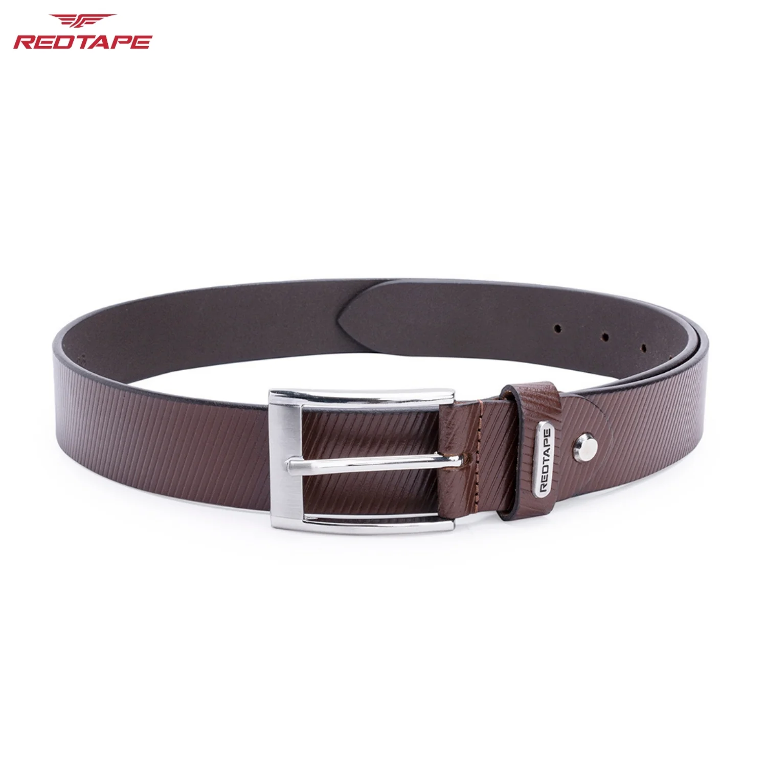 Mens Genuine Textured Brown Leather Belt - Image 4