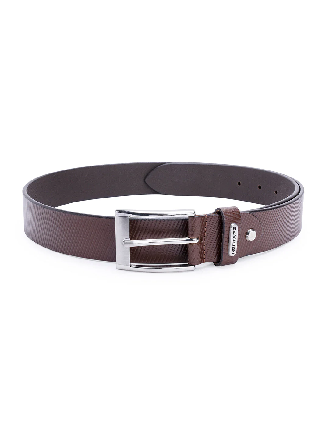 Mens Genuine Textured Brown Leather Belt - Image 2