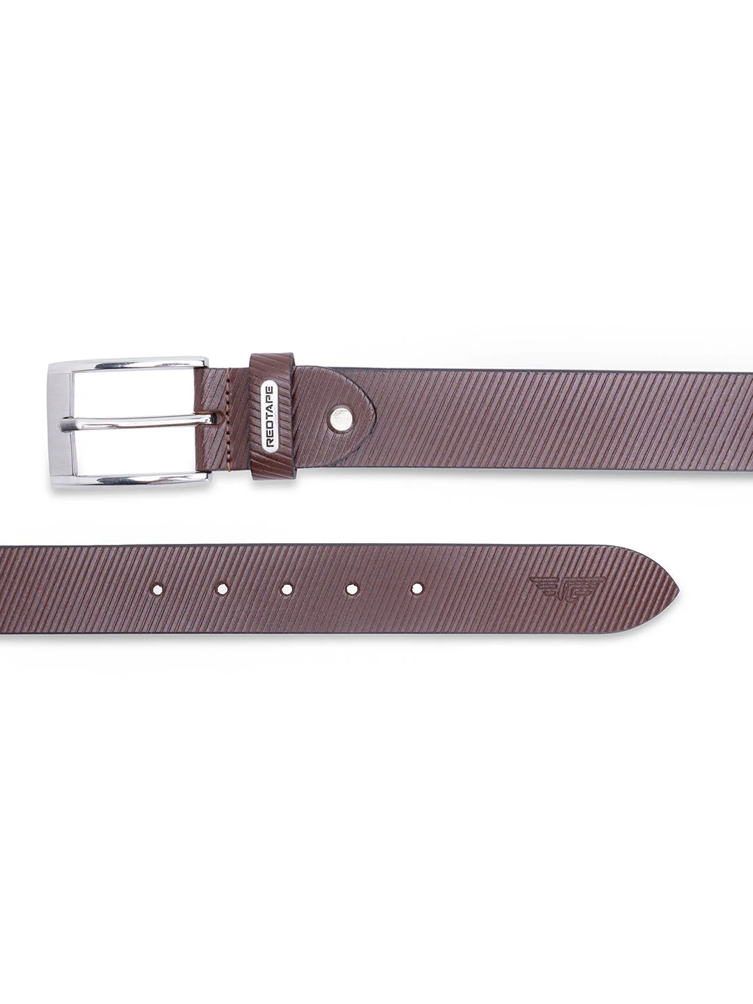 Mens Genuine Textured Brown Leather Belt - Image 3