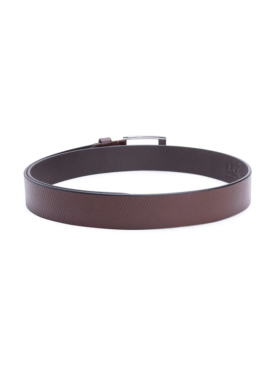 Mens Genuine Textured Brown Leather Belt - Image 4