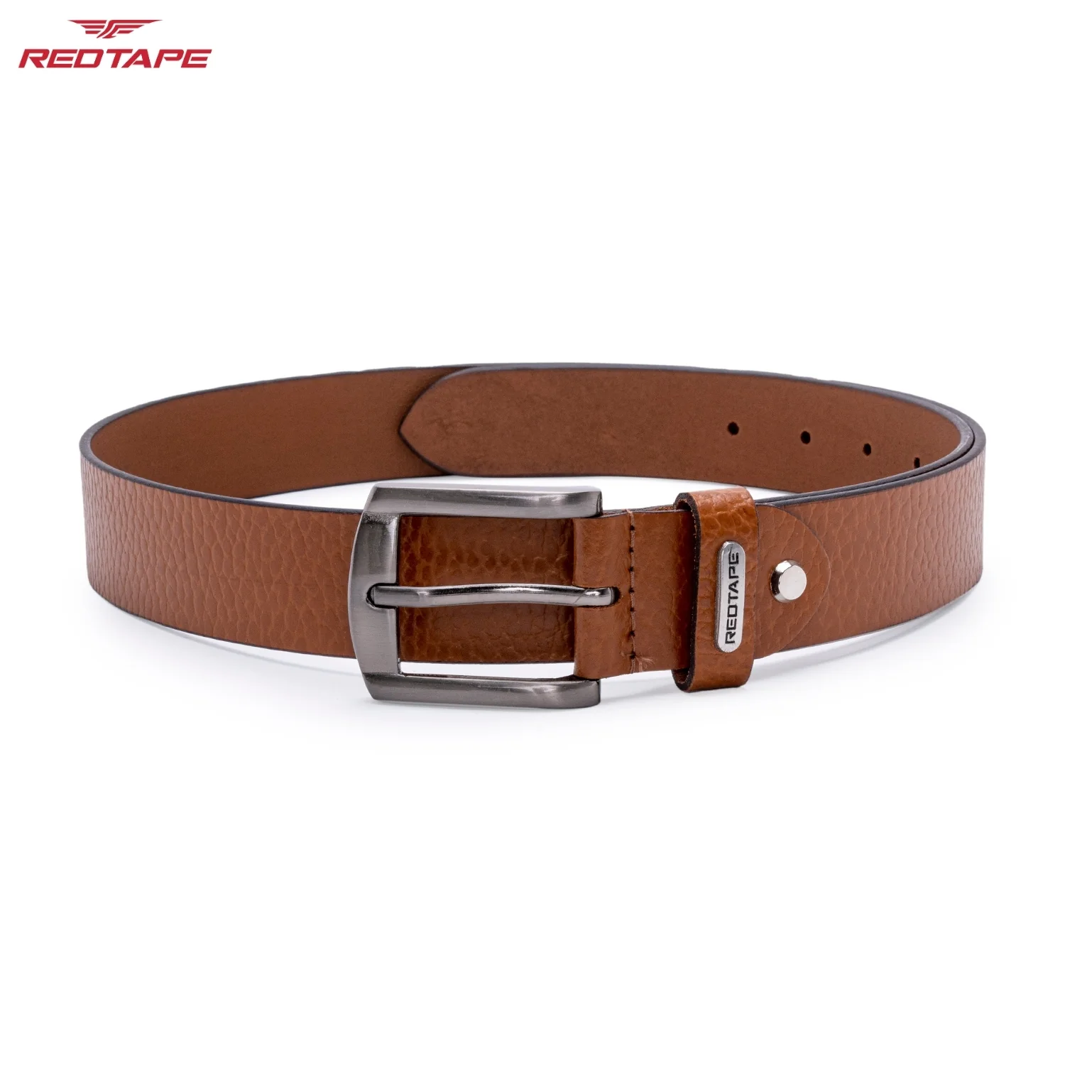 Men's Genuine Textured Tan Leather Belt - Image 3