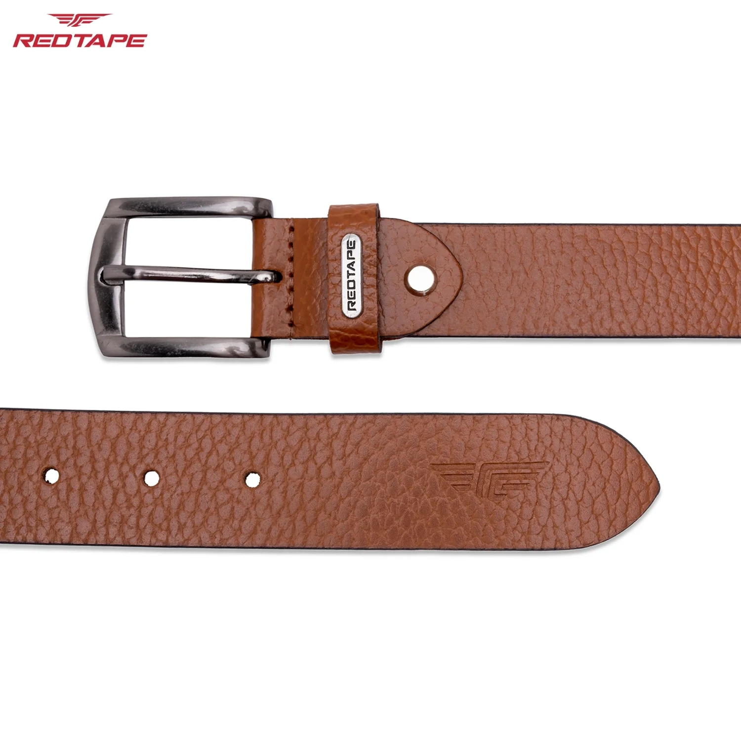 Men's Genuine Textured Tan Leather Belt - Image 4
