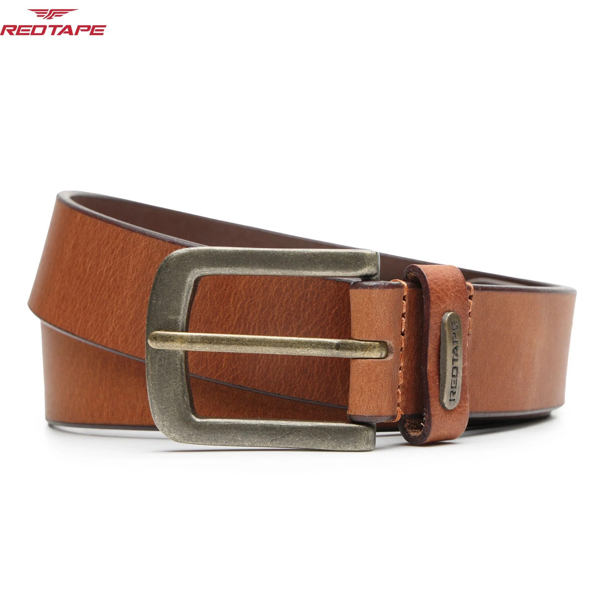 Men's Genuine Solid Tan Leather Belt - Image 4