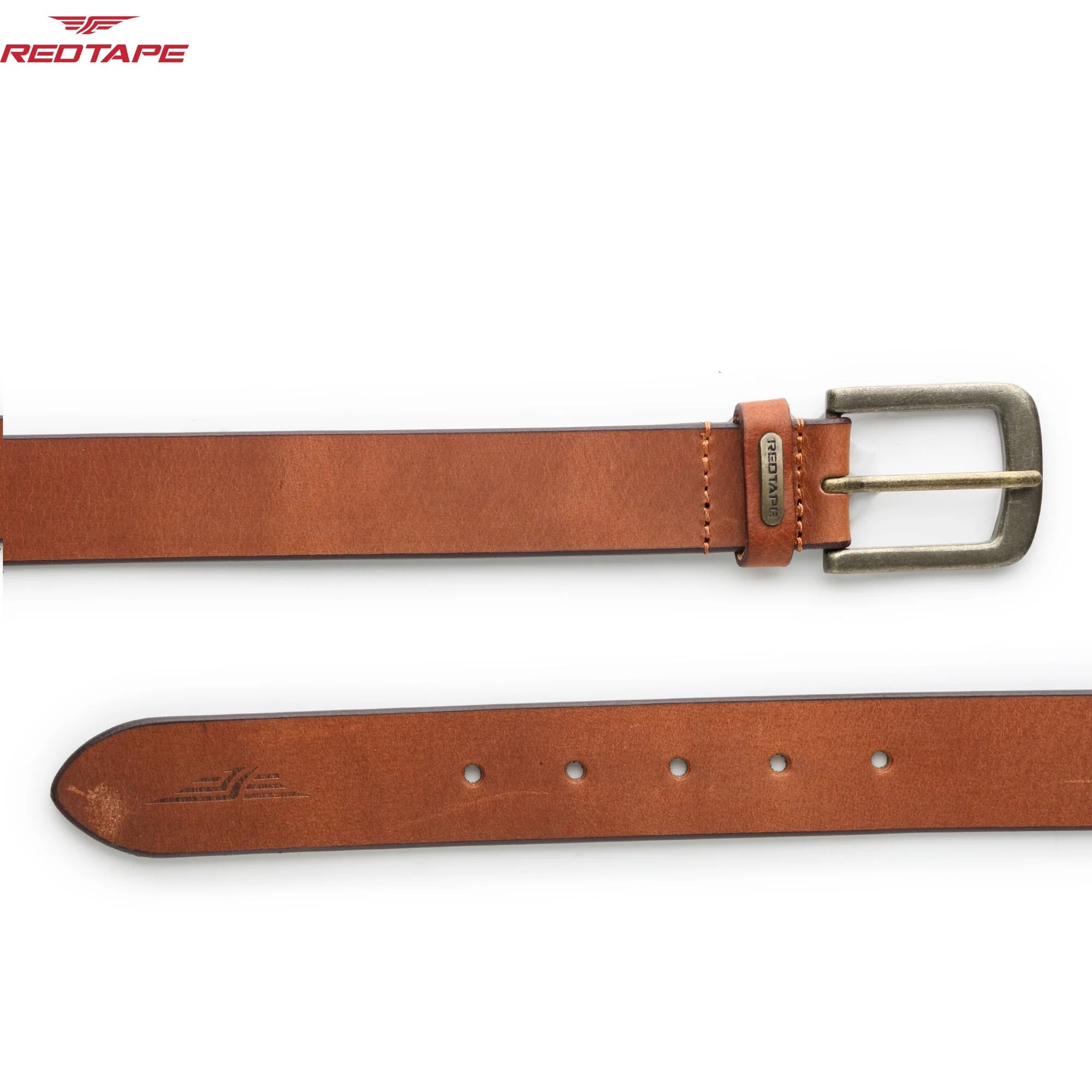Men's Genuine Solid Tan Leather Belt - Image 5