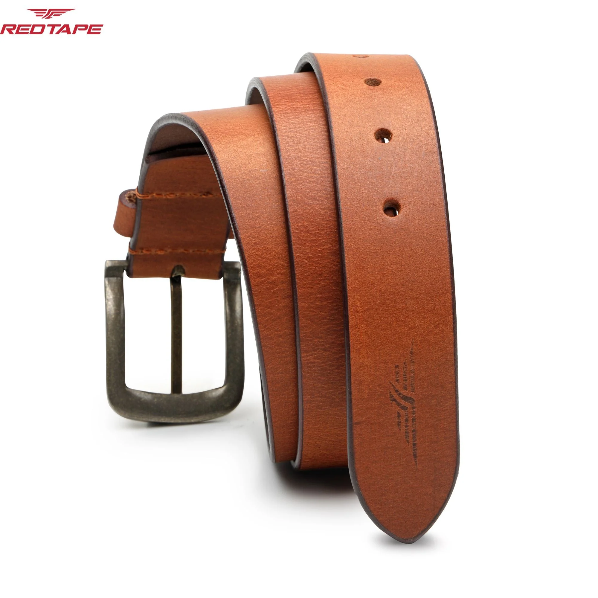 Men's Genuine Solid Tan Leather Belt - Image 7