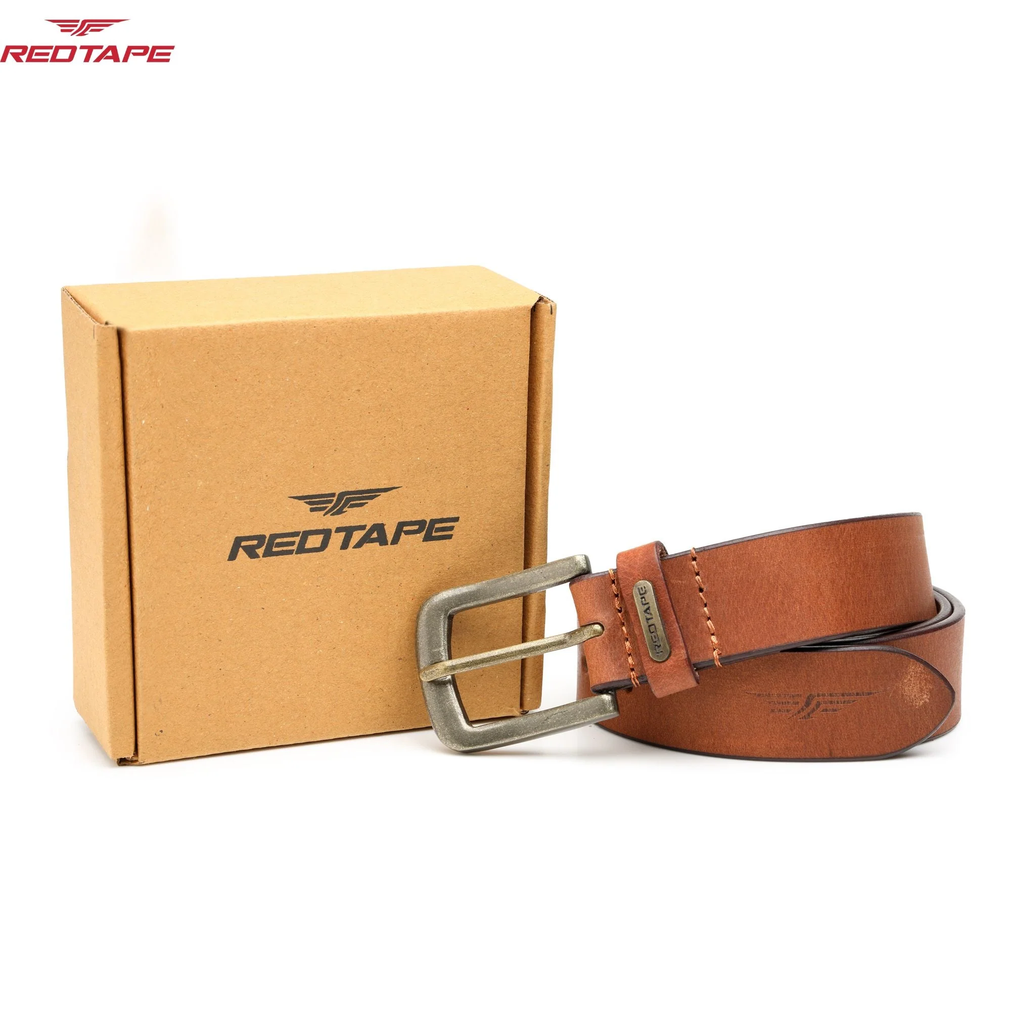 Men's Genuine Solid Tan Leather Belt - Image 8