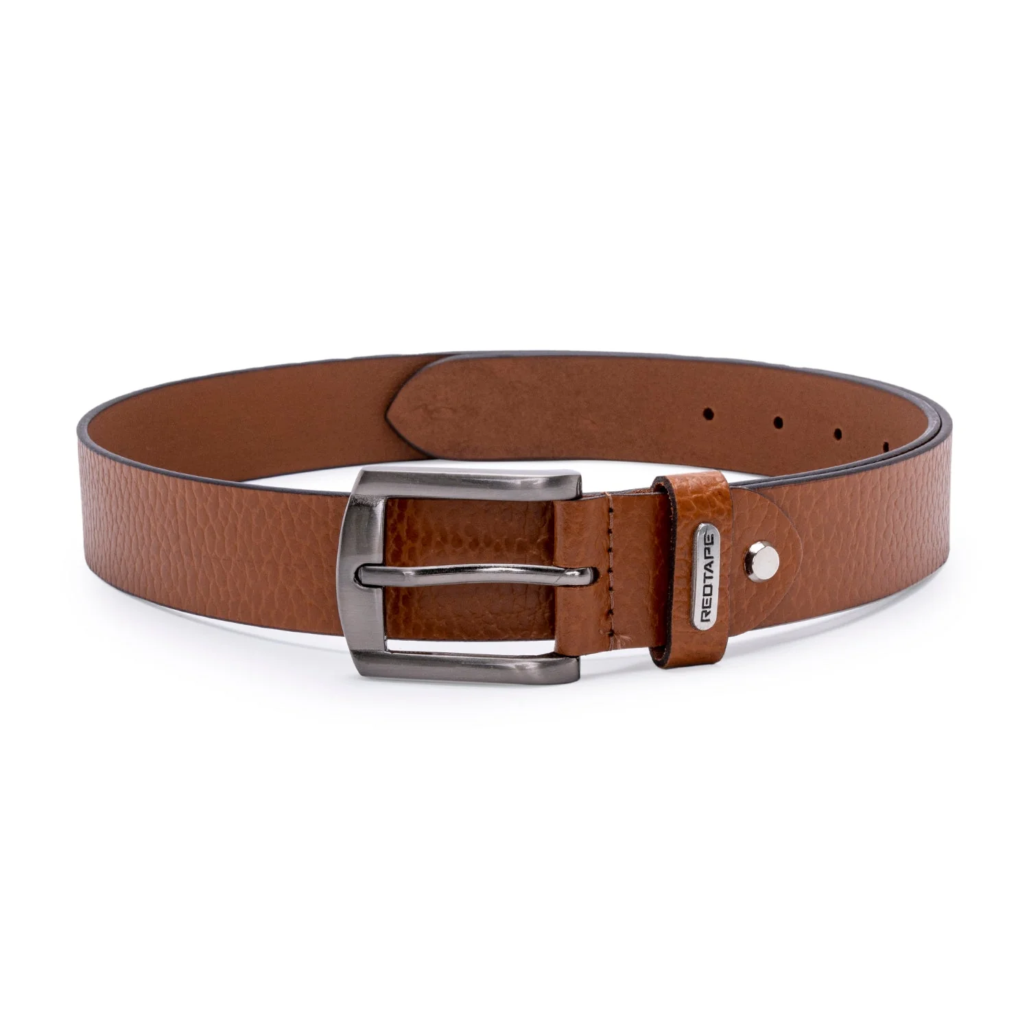 Mens Genuine Textured Tan Leather Belt - Image 2