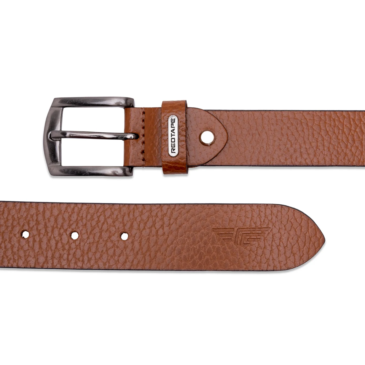 Mens Genuine Textured Tan Leather Belt - Image 3