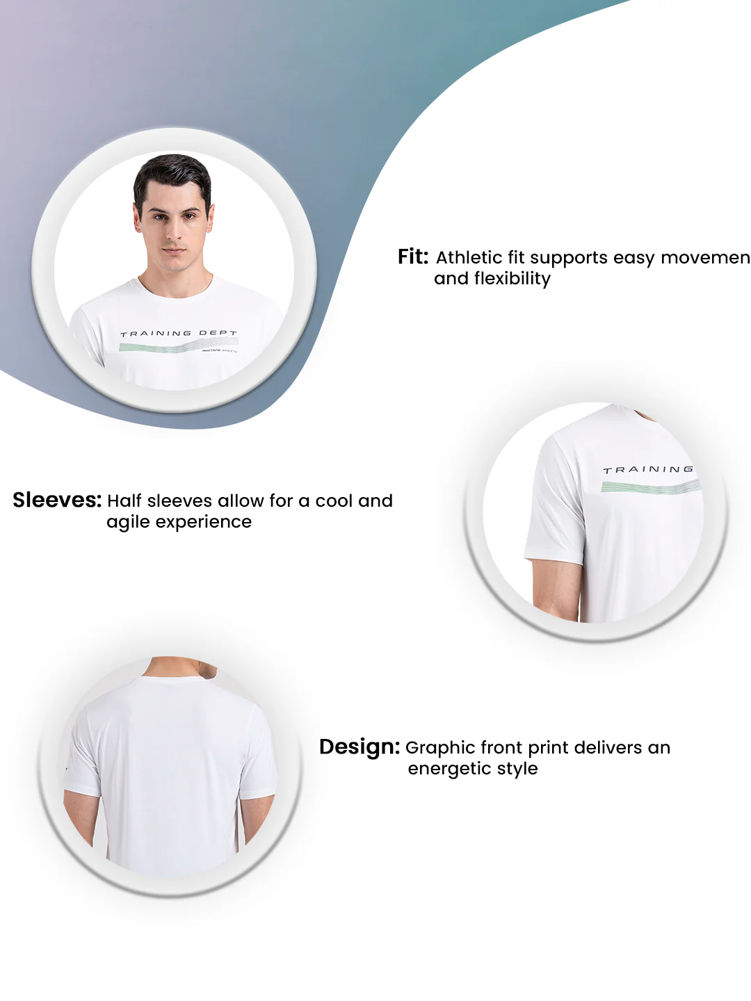 Men's Graphic Round Neck Activewear T-Shirt - Image 3