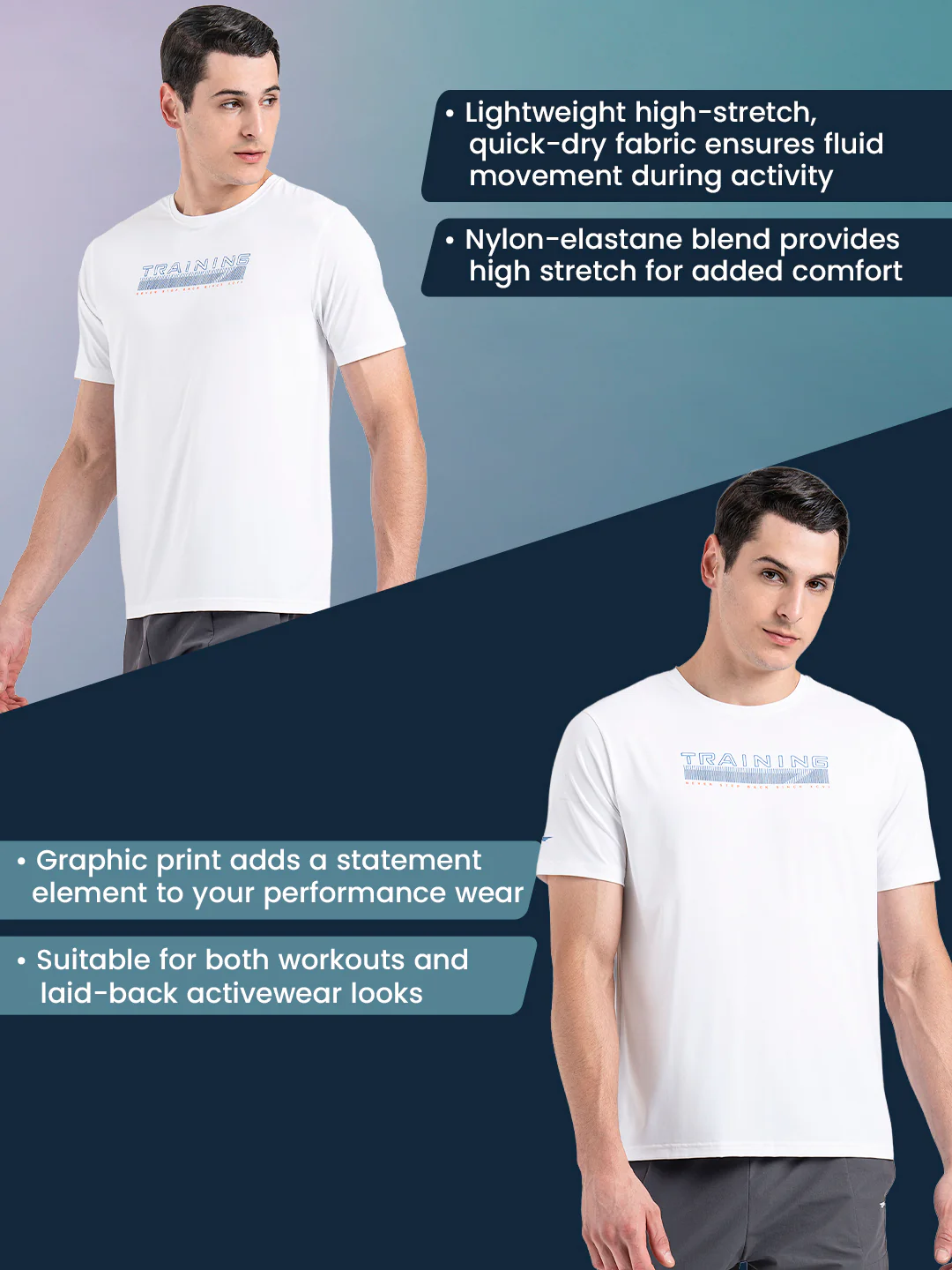Men's Graphic Round Neck Activewear T-Shirt - Image 2