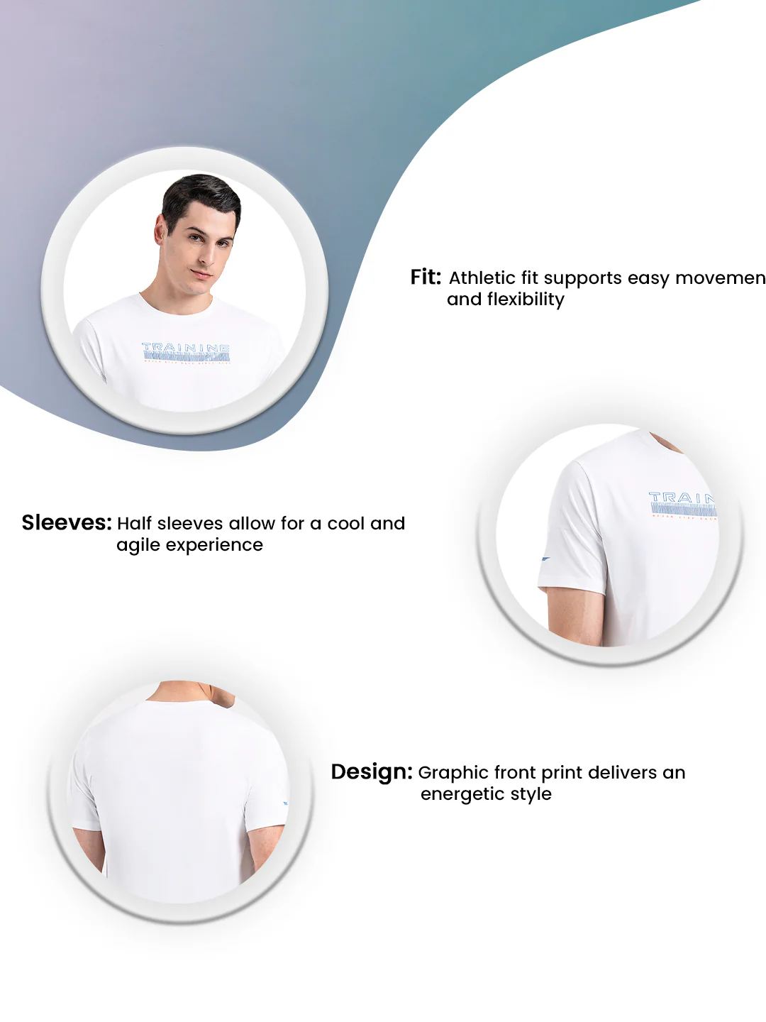 Men's Graphic Round Neck Activewear T-Shirt - Image 3