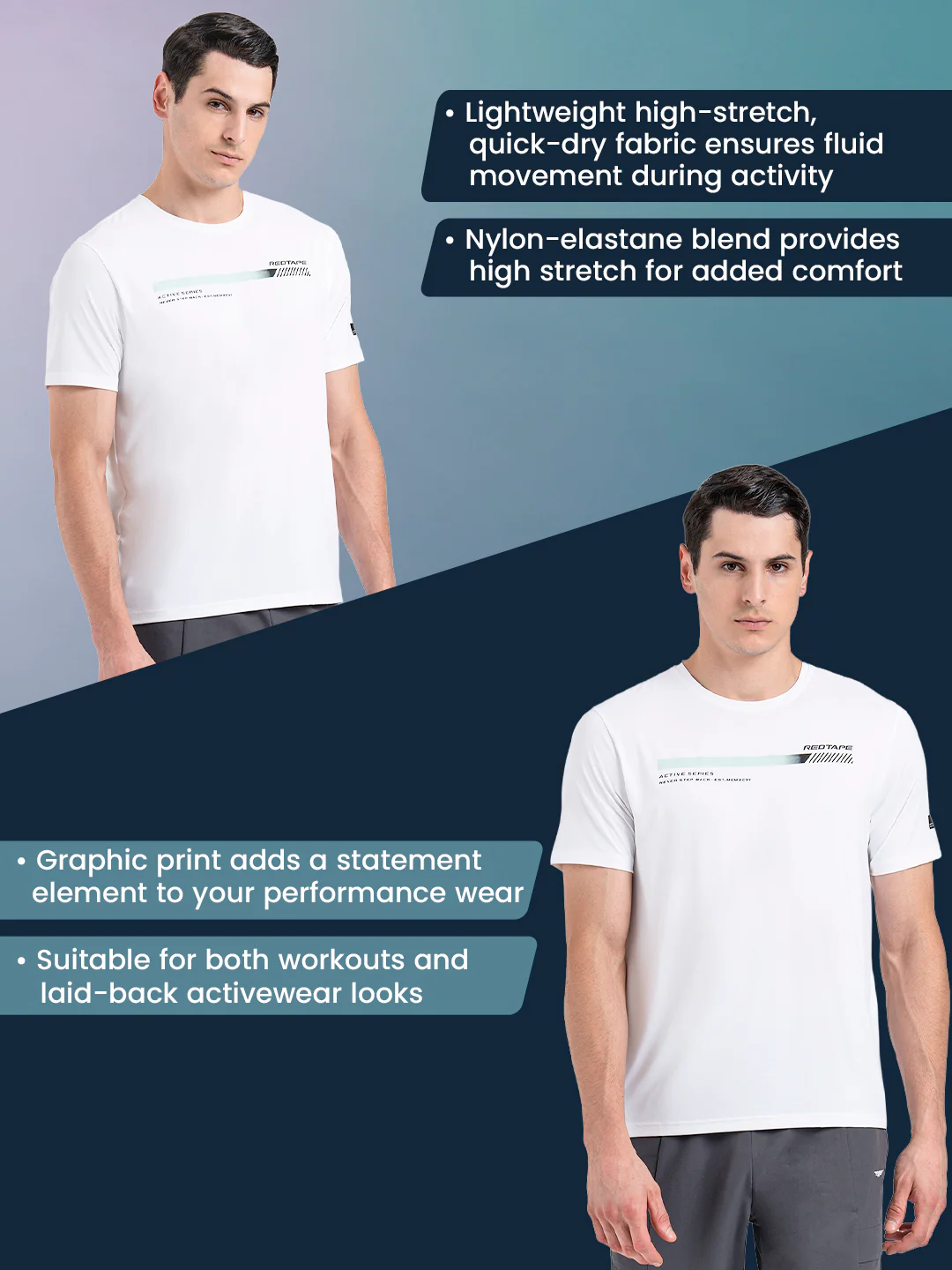 Men's Graphic Round Neck Activewear T-Shirt - Image 2