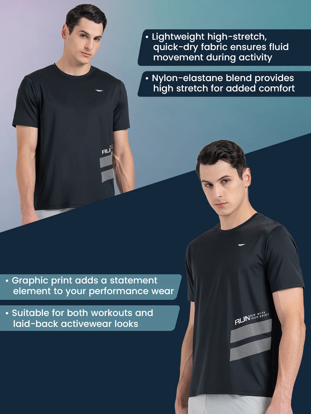 Men's Graphic Round Neck Activewear T-Shirt - Image 2