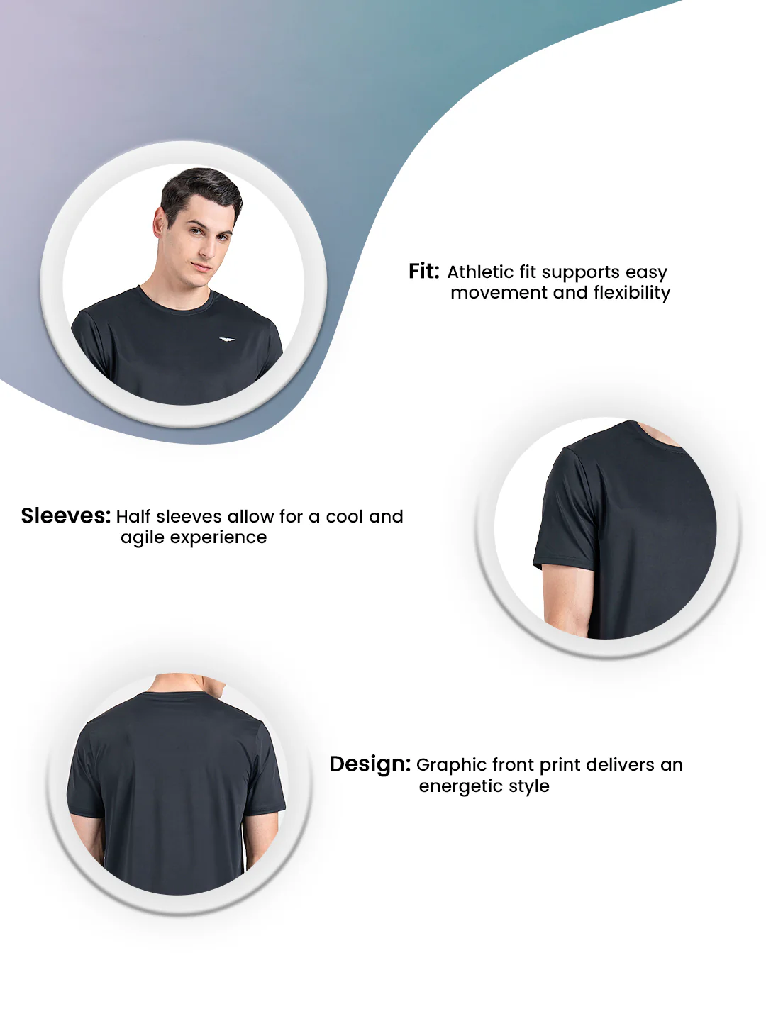 Men's Graphic Round Neck Activewear T-Shirt - Image 3