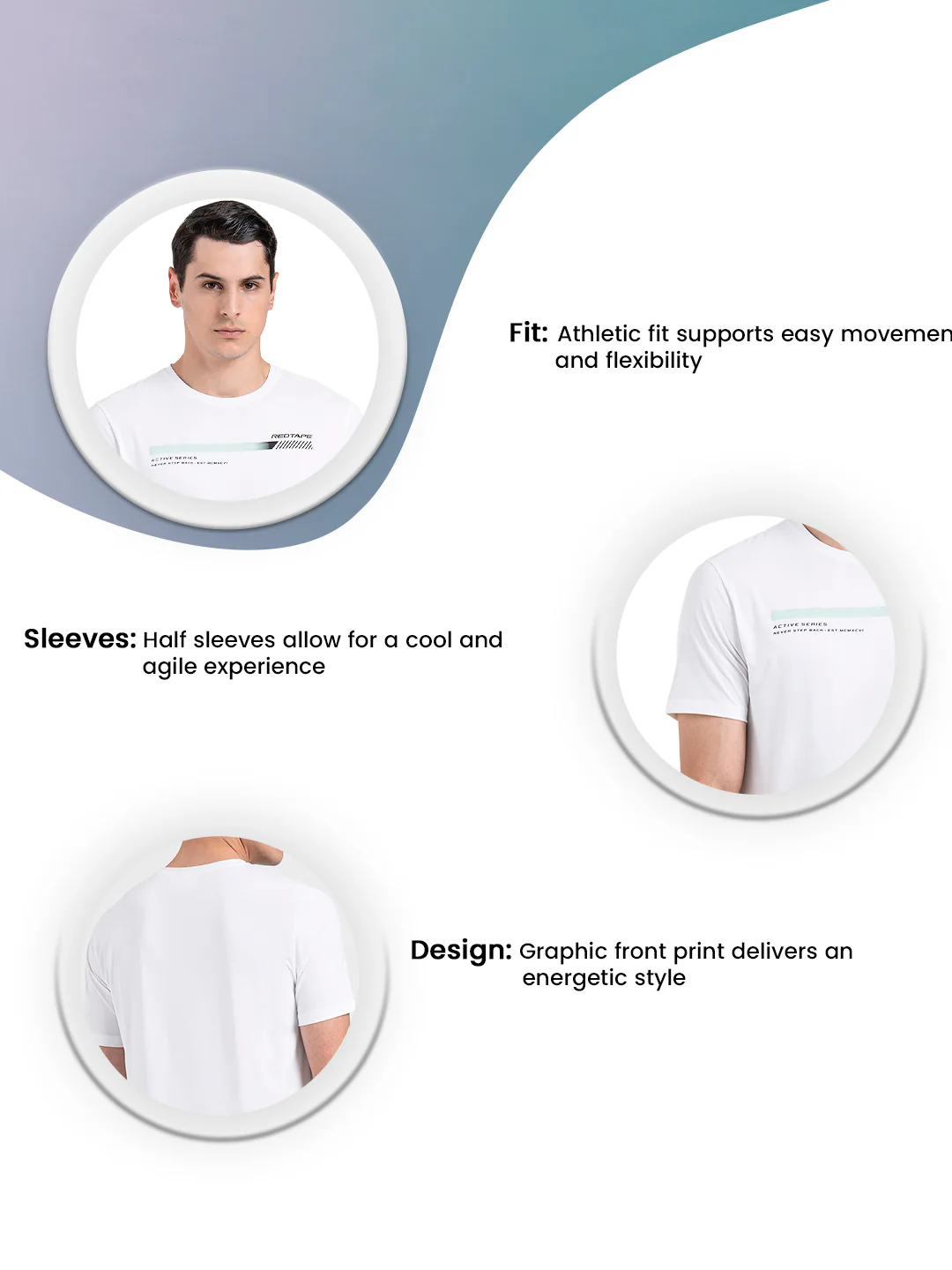 Men's Graphic Round Neck Activewear T-Shirt - Image 3