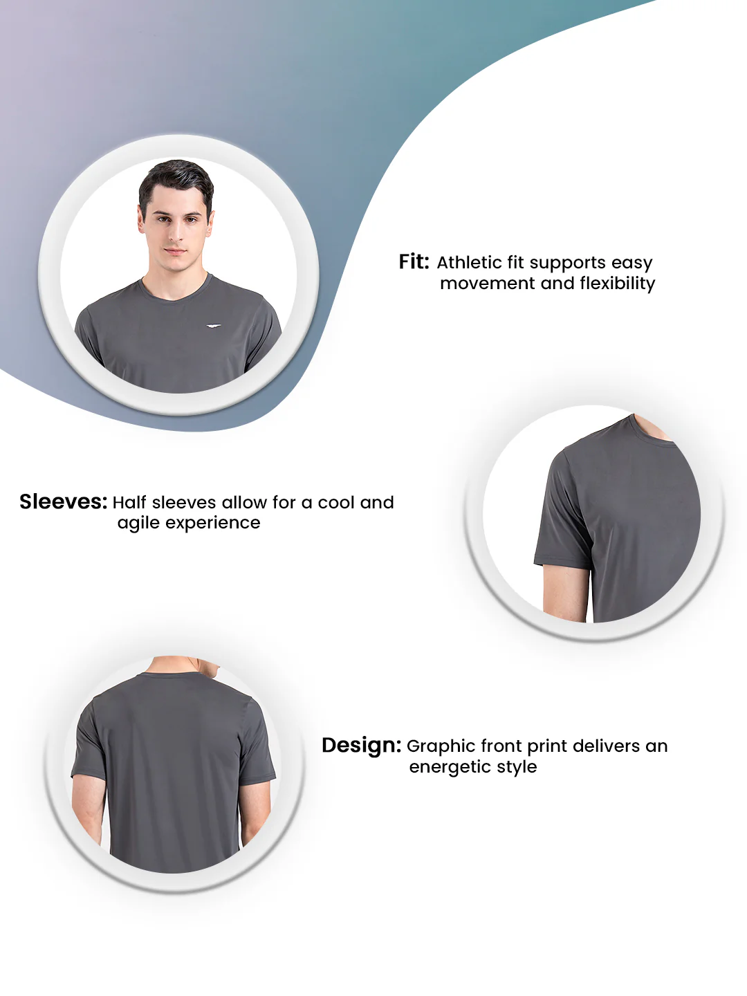 Men's Graphic Round Neck Activewear T-Shirt - Image 3
