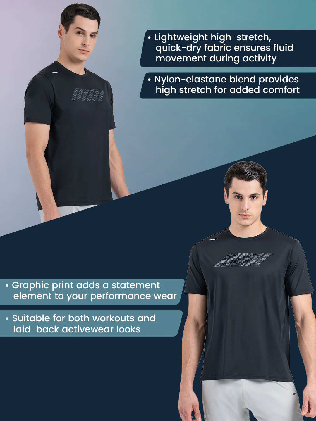 Men's Graphic Round Neck Activewear T-Shirt - Image 2