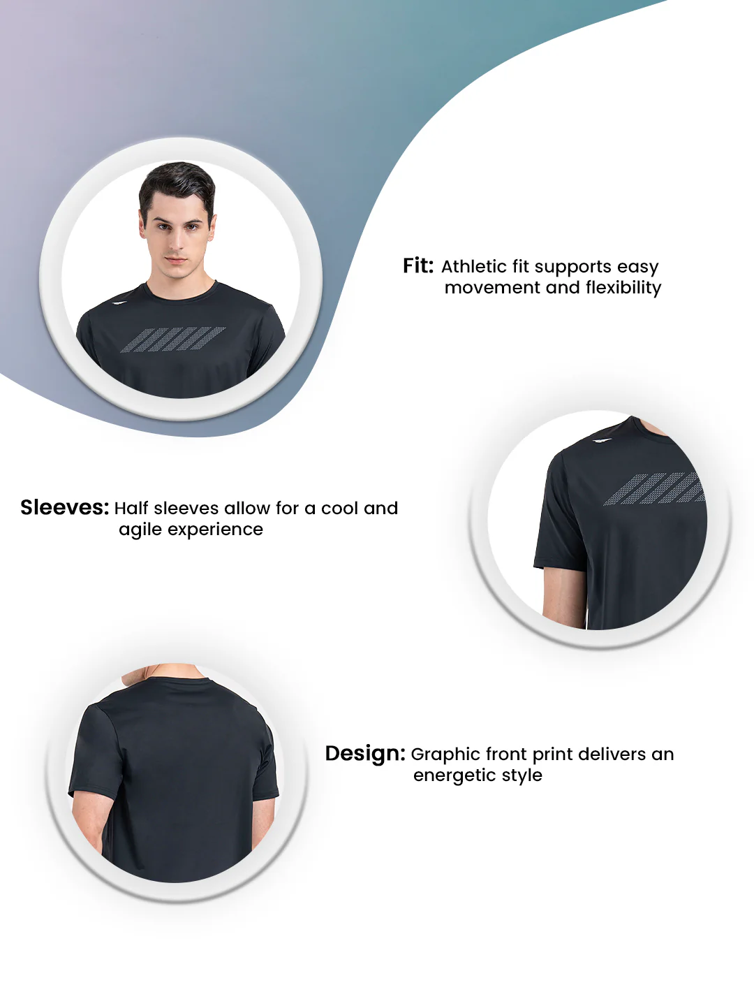 Men's Graphic Round Neck Activewear T-Shirt - Image 3
