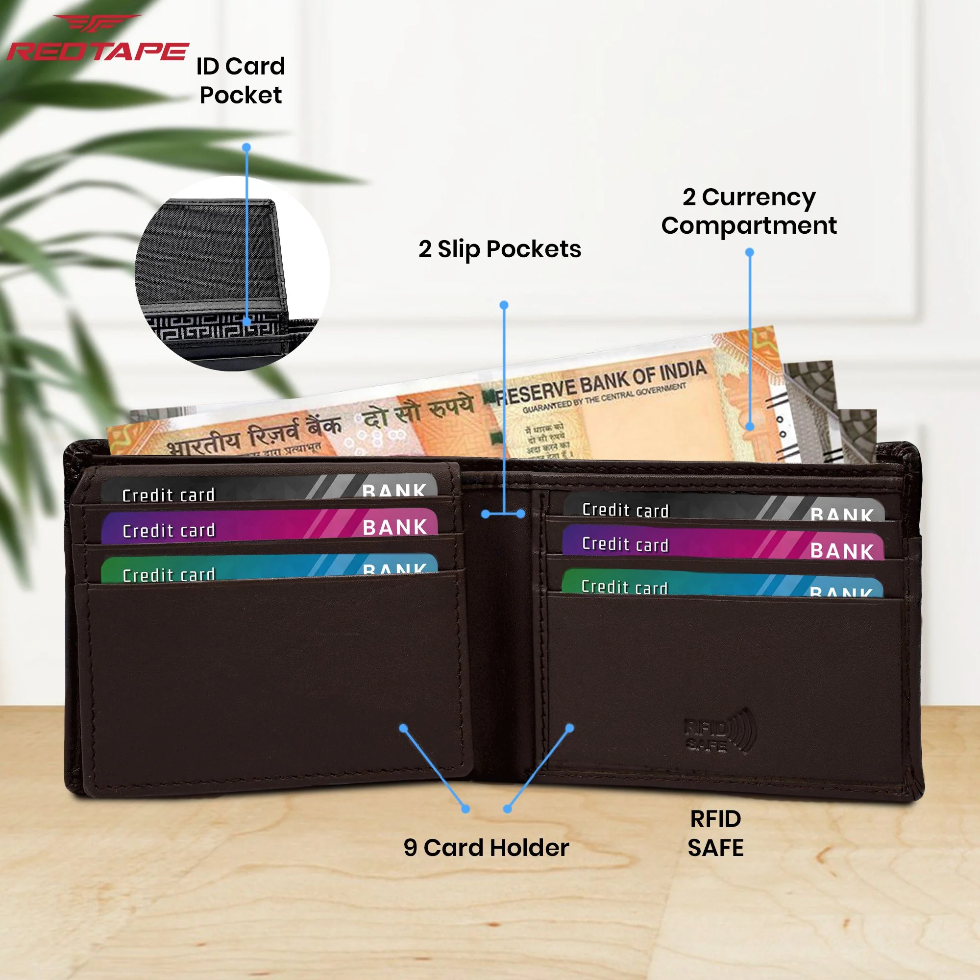 Mens Leather Wallet Brown & Black - Image 5