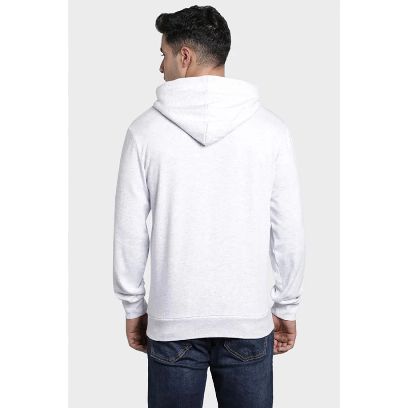 Mens Light Grey Melange Hoodie - Image 4