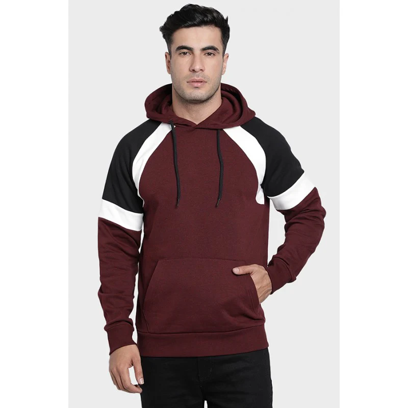 Mens Maroon Melange Hoodie
