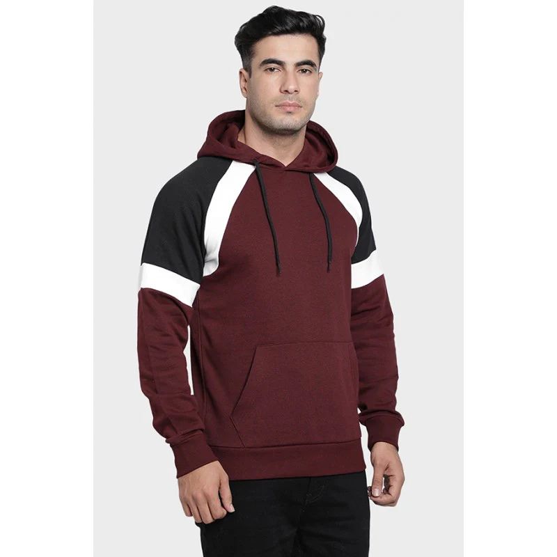 Mens Maroon Melange Hoodie - Image 3